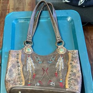 Montana West Embroidered Brown Shoulder Bag